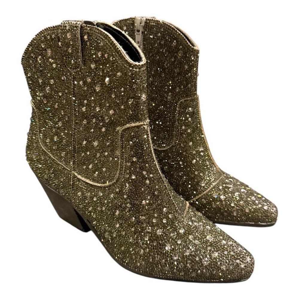Matisse Rhinestone Cowboy Boots‎ Size 7.5 M Sequin Ankle Booties Festival